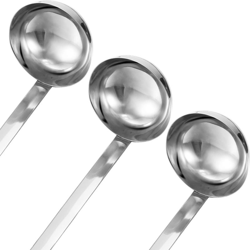 meekoo 3 Pieces Stainless Steel Ladle Soup Handle Ladle with Pouring Rim for Kitchen Cooking Soup Sauce(4 oz) - Image 3